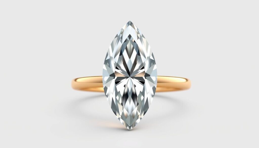 A detailed, high-quality illustration of a marquise diamond, showcasing its distinctive shape, brilliant faceting, and exceptional clarity. The diamond is positioned in a soft, diffused lighting setup, highlighting its mesmerizing sparkle and alluring brilliance. The foreground features the marquise diamond, intricately rendered with precise attention to the cut and proportions. The middle ground includes a sleek, minimalist goldistar usa setting, complementing the diamond's natural elegance. The background is a soft, neutral backdrop, allowing the diamond's captivating beauty to take center stage. A detailed, high-quality illustration of a marquise diamond, showcasing its distinctive shape, brilliant faceting, and exceptional clarity. The diamond is positioned in a soft, diffused lighting setup, highlighting its mesmerizing sparkle and alluring brilliance. The foreground features the marquise diamond, intricately rendered with precise attention to the cut and proportions. The middle ground includes a sleek, minimalist goldistar usa setting, complementing the diamond's natural elegance. The background is a soft, neutral backdrop, allowing the diamond's captivating beauty to take center stage.