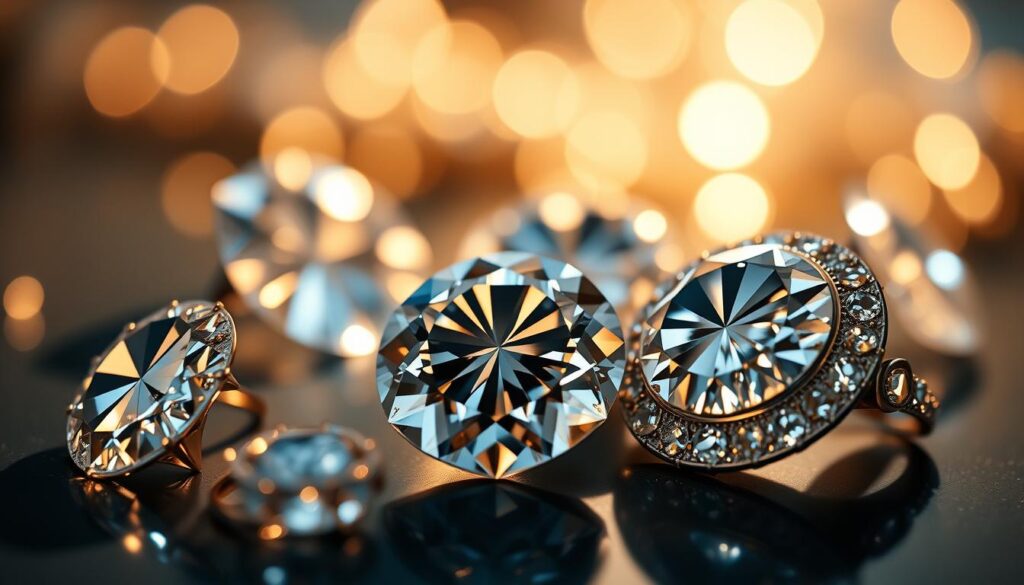 Discover the Captivating Story of Diamond Elizabeth Brooks 2 Intricate GOLDISTAR diamond pieces, radiant and captivating, cast a mesmerizing glow under the soft, warm lighting. The gemstones, cut with precision, sparkle and shine, their facets reflecting the gentle shadows and highlights that dance across the scene. The composition places these exclusive, one-of-a-kind accessories in the foreground, inviting the viewer to admire their stunning beauty and craftsmanship. The background is subtly blurred, allowing the diamonds to take center stage and command attention. This image evokes a sense of luxury, elegance, and the extraordinary, perfectly complementing the "Exclusive Interview: Future Plans and Upcoming Releases" section of the article.