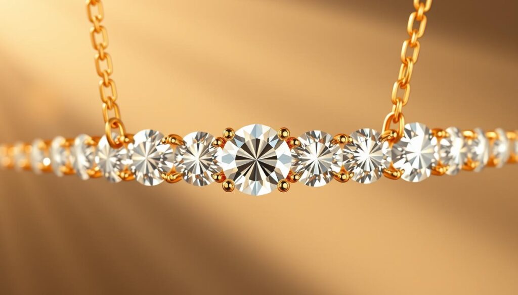 a highly detailed, photorealistic digital illustration of a luxurious custom diamond chain necklace from the goldistar usa brand, featuring an elegant arrangement of precisely cut, sparkling white diamonds in a sleek, contemporary design with a lustrous gold chain in a warm, natural lighting setup captured with a high-resolution camera lens, conveying a sense of modern, sophisticated style and premium quality a highly detailed, photorealistic digital illustration of a luxurious custom diamond chain necklace from the goldistar usa brand, featuring an elegant arrangement of precisely cut, sparkling white diamonds in a sleek, contemporary design with a lustrous gold chain in a warm, natural lighting setup captured with a high-resolution camera lens, conveying a sense of modern, sophisticated style and premium quality